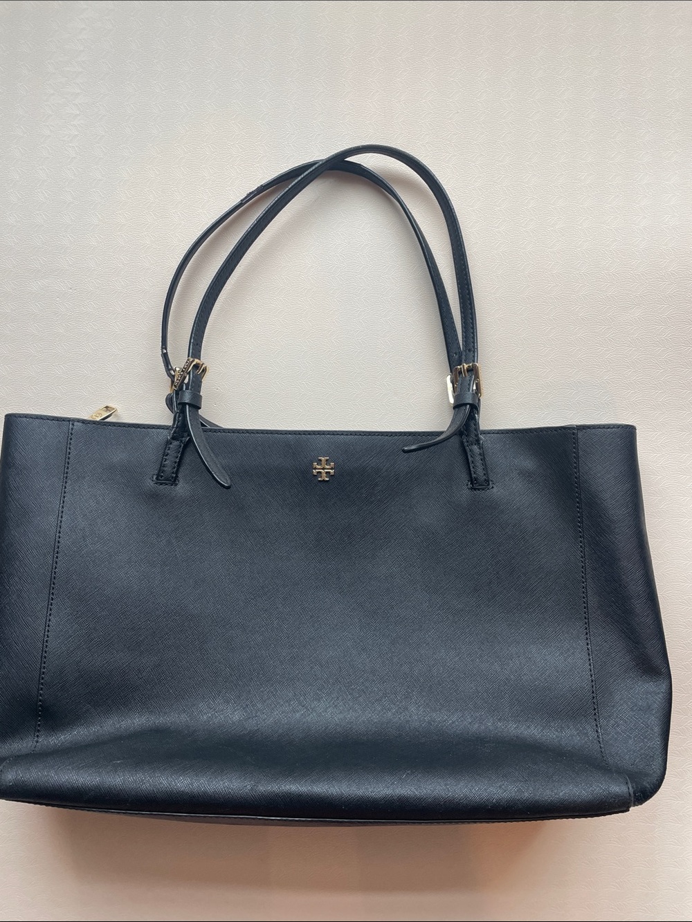 Tory Burch Black Leather Double-Handle Tote
